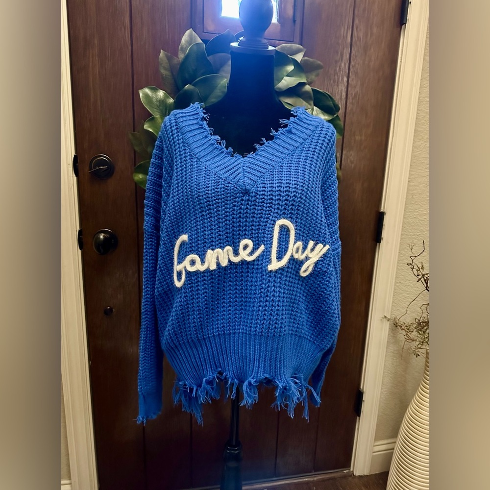 New! Fringe & Sparkle Game Day Sweater (Small) - Picture 2 of 7